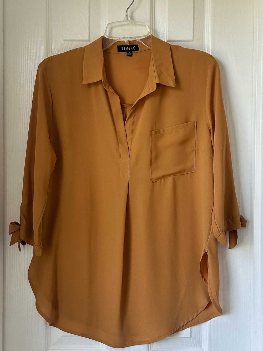 Timing Mustard Button-Down Tunic Blouse